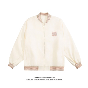 民主风提花拼接飞行夹克棒球服男 xh94-特60图片