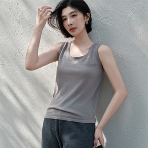 2025夏季新款羊绒衫女100纯山羊绒简约纯色百搭薄款柔软吊带背心图片