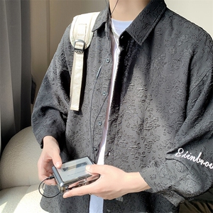 1港风花型七分袖衬衫男大码M-5XL风情侣衬衫男QCS7023P45控68图片