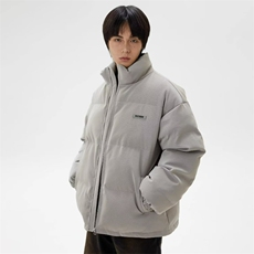 潮2025冬季情侣美式胶标纹理感棉服宽松棉衣裂纹设计棉服外套潮，男装棉衣，星座1210-1