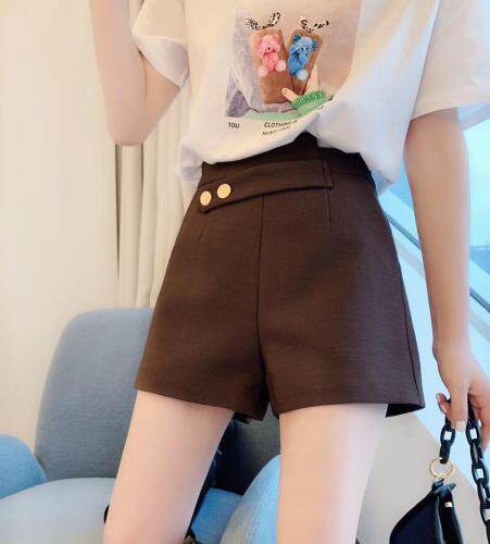 小高腰无敌显瘦咖色短裤，女装，秀禾
