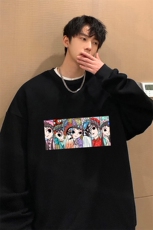 京剧脸谱风圆领卫衣男大码加厚长袖t恤男2024春S6250-P28，男装卫衣，电商A040