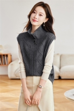 2025新款秋冬季韩系宽松超好看的高领无袖毛衣背心马甲上衣女外套，女装羊毛衫，艾米