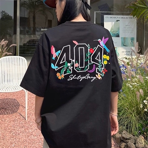 M485-P35刺绣款短袖t恤夏季宽松潮流ins情侣款上衣图片