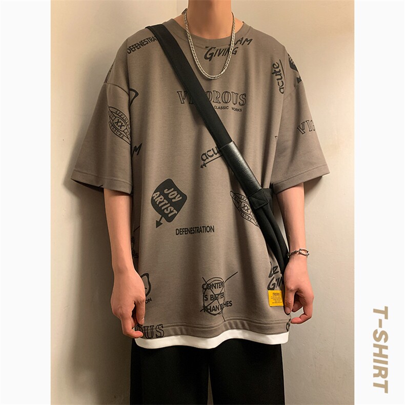 冰氧仿棉短袖港风暖光夏季休闲百搭趣味印花男上衣TC3156-P25控48,男装T恤,星座717
