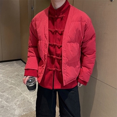 冬季风唐装棉衣男立领时尚复古假两件盘扣棉服棉袄潮M139P168，男装棉衣，电商B267