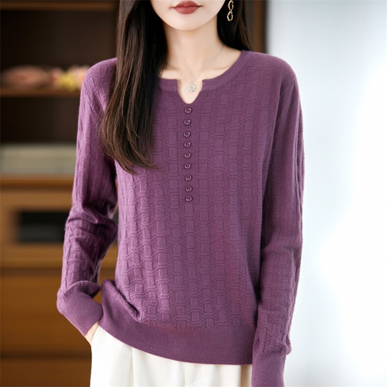 2025年秋季时尚百搭通勤简约休闲剪刀领格纹，女装针织衫/毛衣，大美人包芯纱店