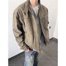 复古重磅水洗帆布哈灵顿外套男春秋立领设计感休闲夹克-NY8690，男装夹克，星座601-1