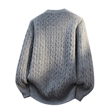 GENIOLAMODE麻花肌理感简约纯色针织衫男女早秋百搭宽松毛衣外套，男装针织衫/毛衣，电商D310B