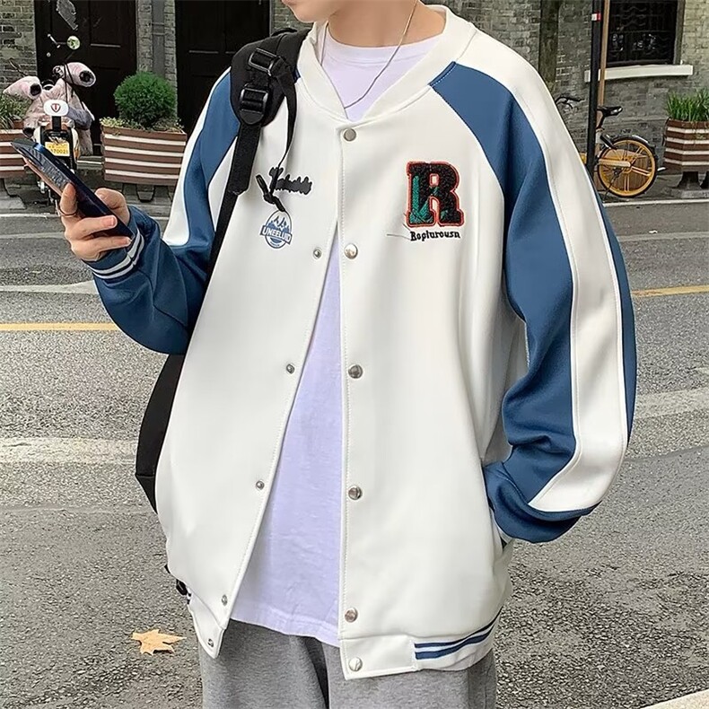 2023港风文艺刺绣夹克男春夏宽松潮流长袖外套,男装夹克,星座716-3