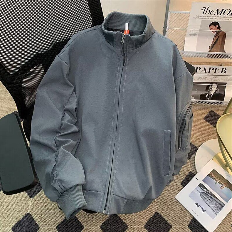 夹克外套男春秋款美式廓形短款冲锋立领教练棒球服2950P65,男装夹克,星座410-2