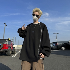 新款美式高街潮流痞帅长袖t恤男宽松内搭体恤打底衫卫衣A43-P48图片