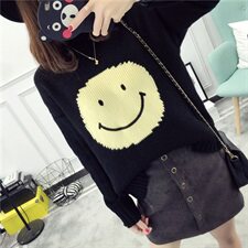 2020年冬季韩版百搭甜美针织衫/毛衣抽象图案长袖套头加厚修身，女装针织衫/毛衣，奕阳依阁