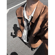 XZ1005-1-TTH0059-批88-小众设计感垫肩短款皮夹克外套，男装夹克，星座1005-1