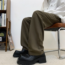 西裤垂坠感高级感西装裤子痞帅设计感宽松直筒休闲裤，男装西裤，星座410-7