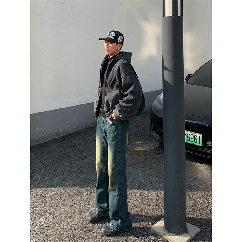 B221美式ins高街暗黑光版修身微喇牛仔裤LK23137-P55控78,男装牛仔裤,电商B221