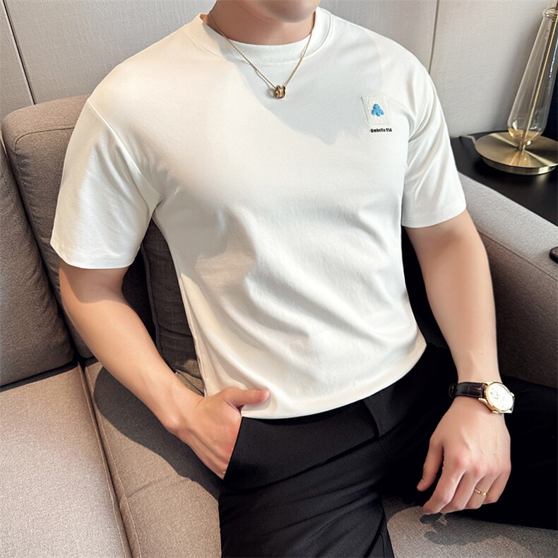 2024夏季新款高品质圆领修身短袖T恤男802-p48,男装T恤,电商D303