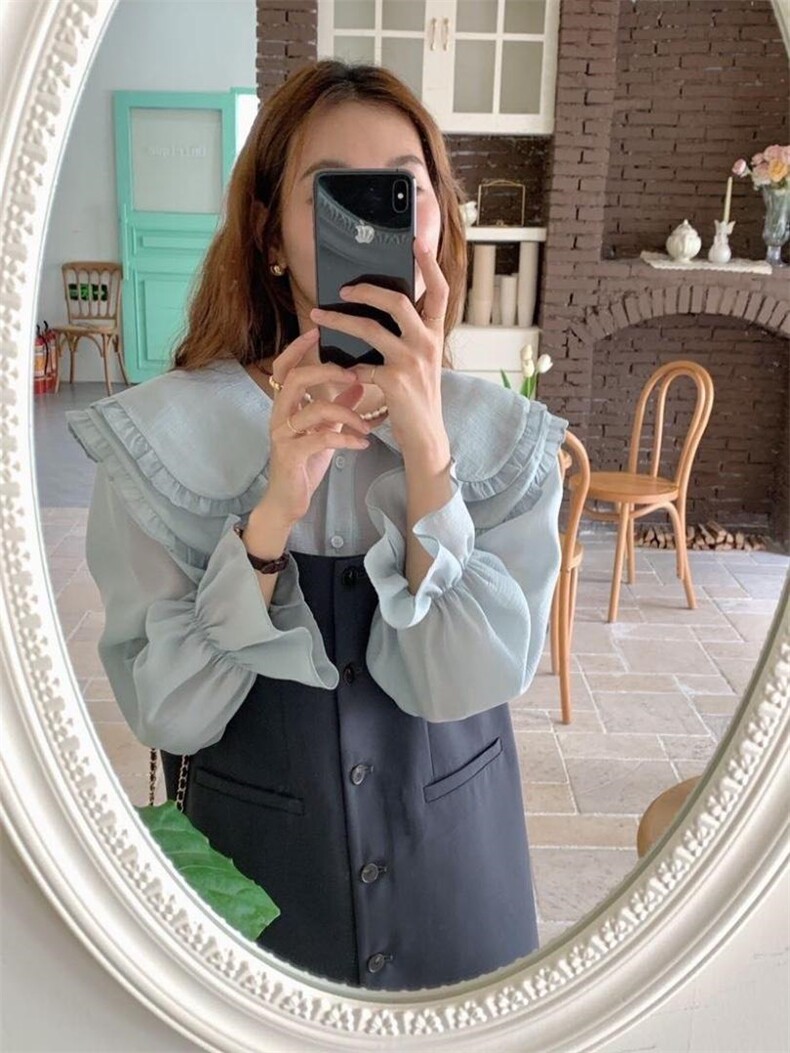 款号：WC0106 名称：荷叶边娃娃领小衫，其它，BD