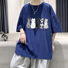YT26100-P30亚短袖t恤男大码五分袖男宽松七分袖港风模特，男装T恤，电商A040