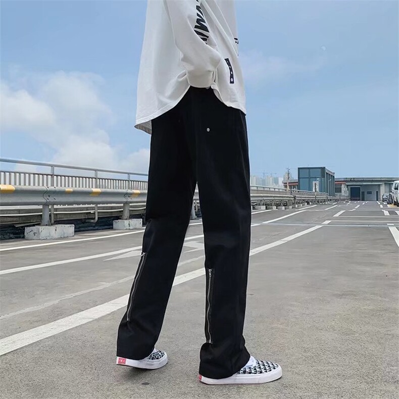 高街拉链直筒休闲裤K395P40,男装休闲裤,星座1116-2