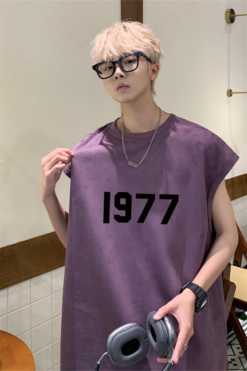 2025新款重磅高品质麂皮绒无袖坎肩背心1977印花JB401-特P19,男装背心/马甲,星座508（原C305）