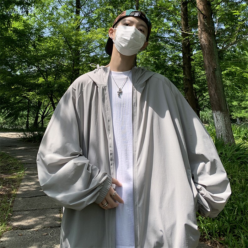 夏季薄款防晒衣男韩版潮纯色连帽帅2023宽松新款ins外套W4914-P40,男装防晒衣,星座412-2