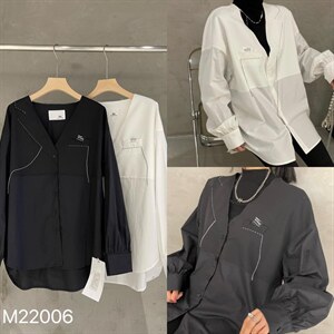 现货 春季新款明显设计拼接款衬衫,女装衬衫,FU