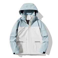 户外连帽撞色冲锋衣情侣外套防风登山服夹克男平铺YHJK8825-P75，男装夹克，星座717