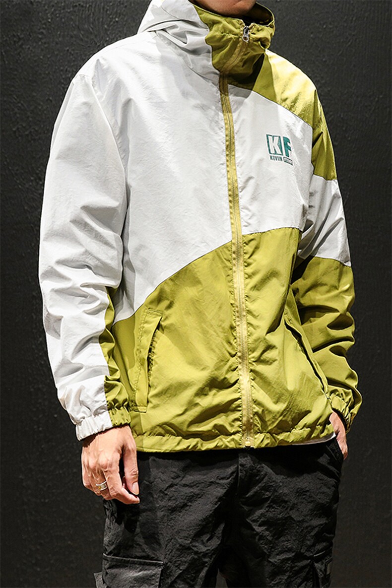 春装构成宽松撞色印花冲锋衣夹克衫潮男女嘻哈连帽外套男JK01/P90,男装夹克,星座608A
