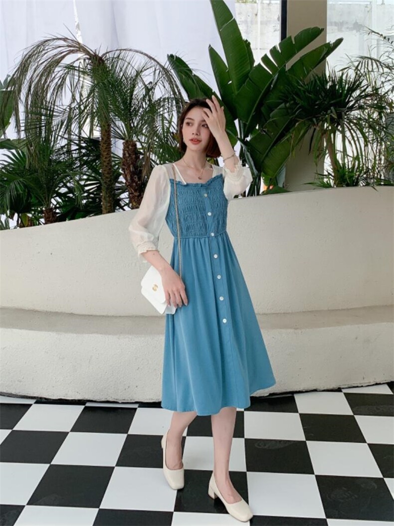 韩版修身显瘦连衣裙有现货，女装连衣裙，千利红