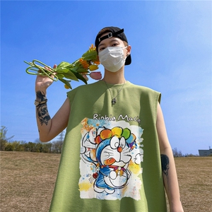 华夫格背心直播高品质重磅220克哆啦a梦印花HB755-P25控38