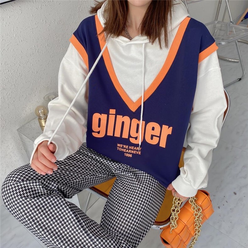 拼接连帽卫衣，女装卫衣/绒衫，NOUSWEETY 诺小姐衣橱