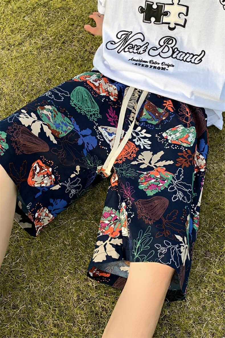 DK68DP20夏季沙滩裤男港风大裤衩花短裤宽松可下水薄款冰丝速干,男装休闲裤,星座304A