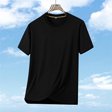 夏季简约休闲大码纯色圆领高品质短袖T恤男冰丝上衣-T7989-P25，男装T恤，星座310B-3