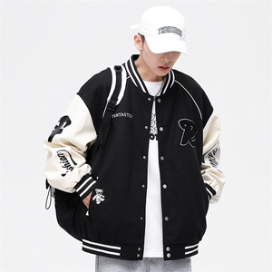 港风上衣夹克宽松落肩拼色棒球服外套 JK711-P68图片