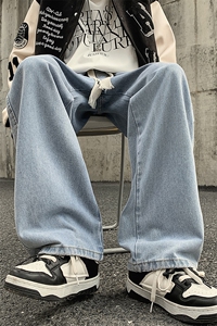 8XL-M牛仔裤男士直筒宽松特大码胖子阔腿裤男款长裤NZ110-P45控58图片