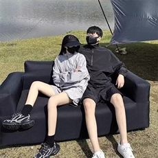 防晒两件套装男夏季潮牌半拉链一套帅气休闲短裤ZQ01-P45，男装休闲套装，星座1001-1
