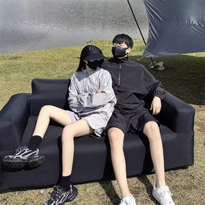 防晒两件套装男夏季潮牌半拉链一套帅气休闲短裤 ZQ01-P45图片