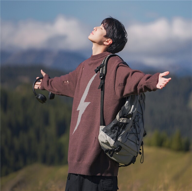 B299-M840闪电针织慵懒日系港风毛衣P58X88（大货已入仓），男装针织衫/毛衣，电商B299-1