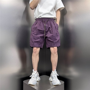 2025夏季新款速干短裤男士潮牌宽松直筒四分裤美式休闲5分沙滩裤图片