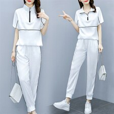 中老年妈妈两件套薄款女时尚夏季冰丝洋气减龄宽松显瘦运动服套装，女装套装/套裙，凝聚力
