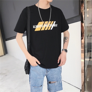 现货可 夏季男圆领T恤织带印花 运动短袖703-T165图片