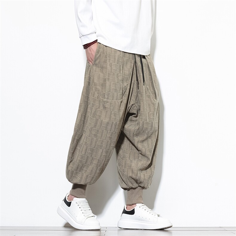 秋冬风休闲裤男宽松大码束脚哈伦裤潮流日系印花裤子AK39P50,男装休闲裤,星座220-2