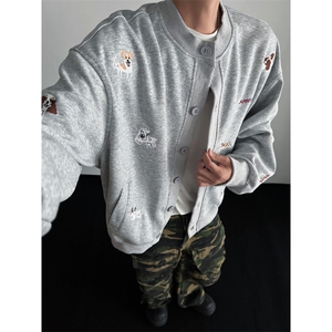 现货！！WY823-尺码M-3XL-特P50美式小狗刺绣开衫卫衣图片
