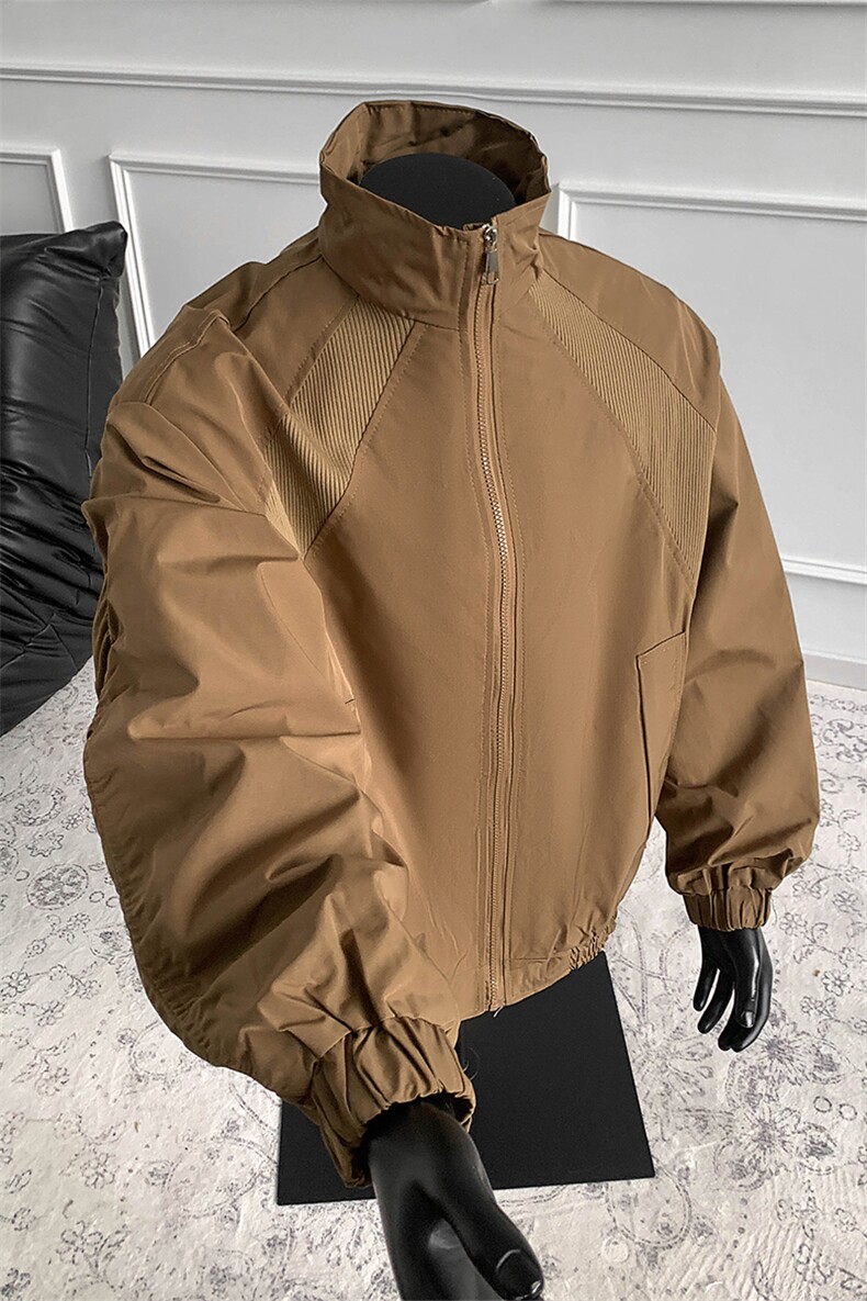美式罗纹拼接袖子褶皱大码M-5XL教练夹克男JK78056P69控105,男装夹克,星座226-1