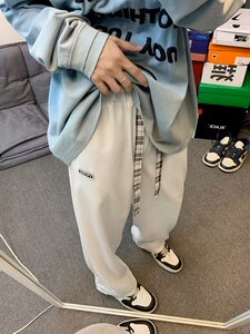 男秋季新款港风休闲裤勾搭扣华夫格裤子男K573P32图片