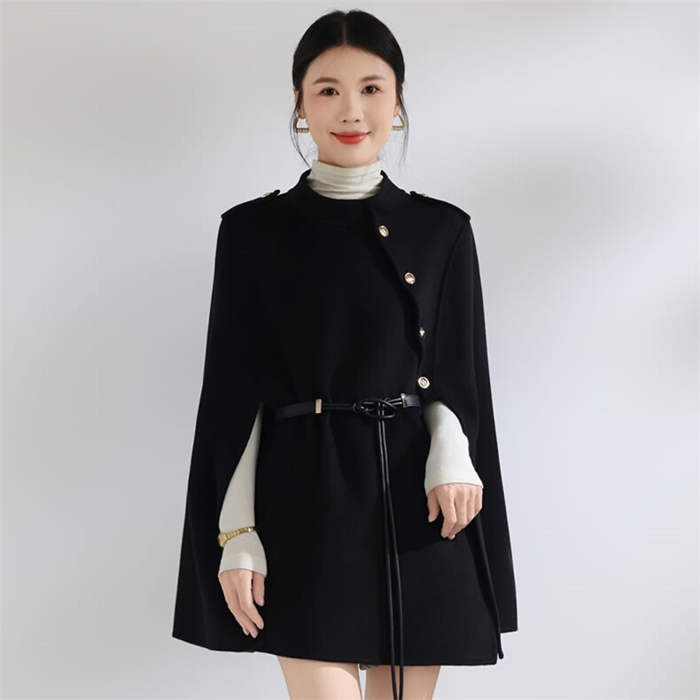 秋冬季新款中长款双面羊毛大衣时尚简约风，女装双面呢大衣，阿吉丽克