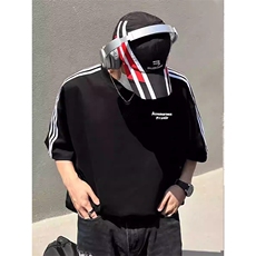 夏季美式高街重磅纯棉三条杠织带撞色男女短袖T恤STG271特P25，男装T恤，电商A486