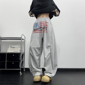 新款宽松休闲裤男韩版潮流百搭裤子坠感阔腿拖地长裤K085-P52图片