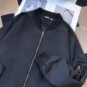 春秋新款纯色立领工装棒球服外套男女复古高街681-P60图片